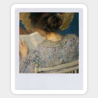 bookish ladies - paitings on polaroids Sticker